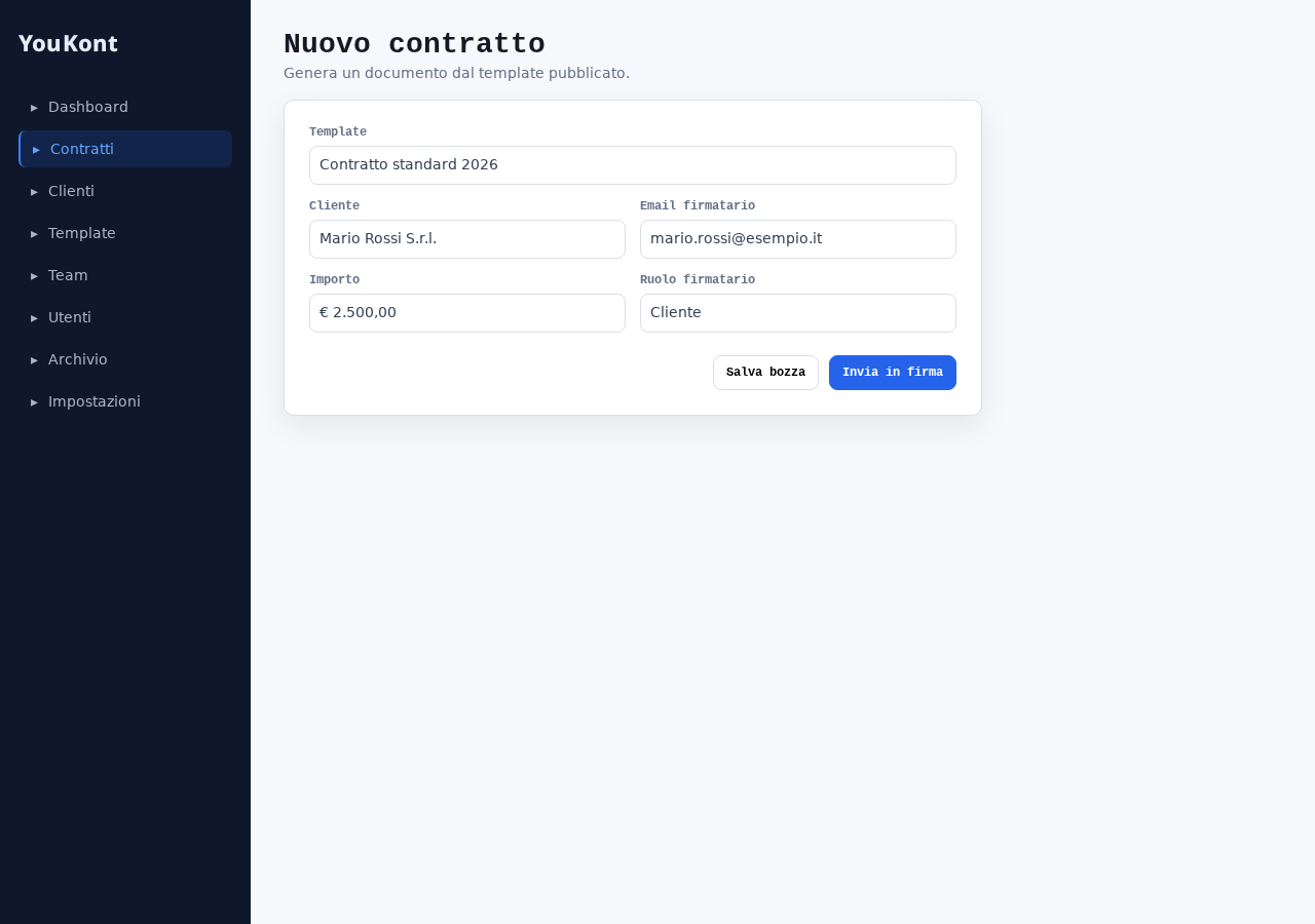 Generating a new contract from the published template
