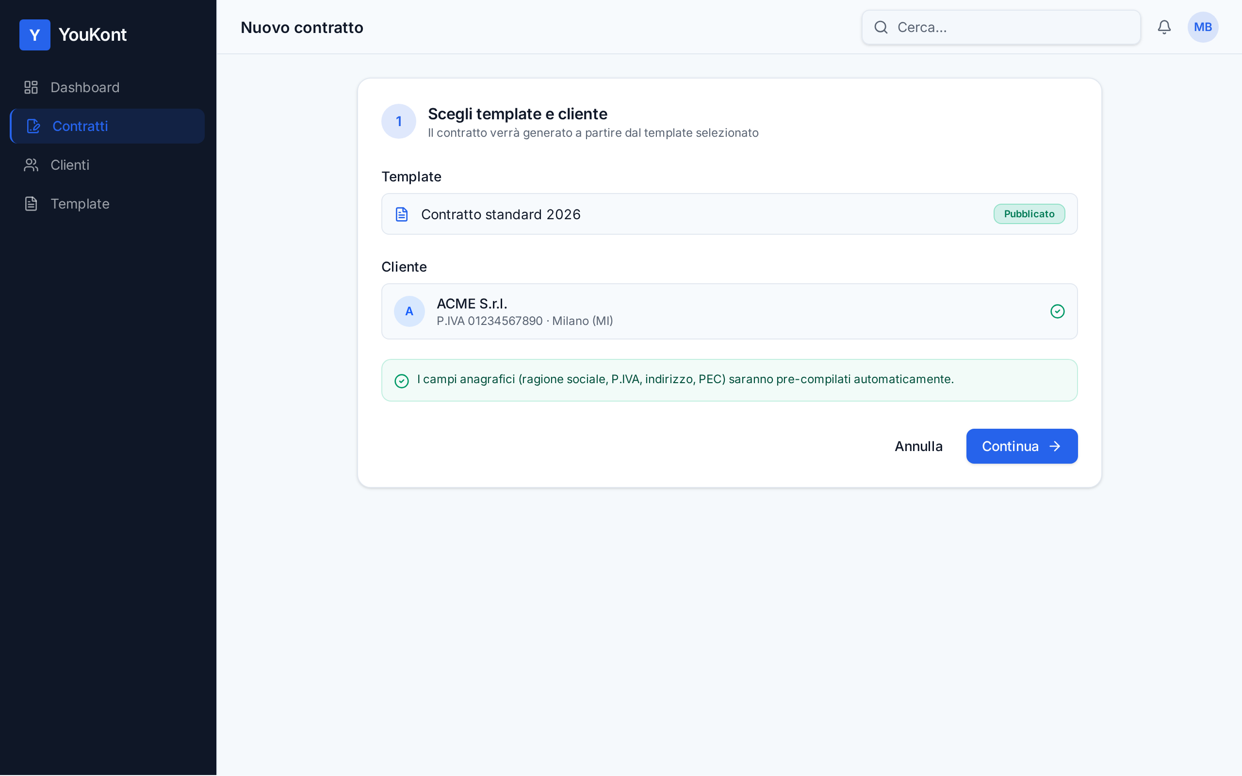 Create-new-contract screen