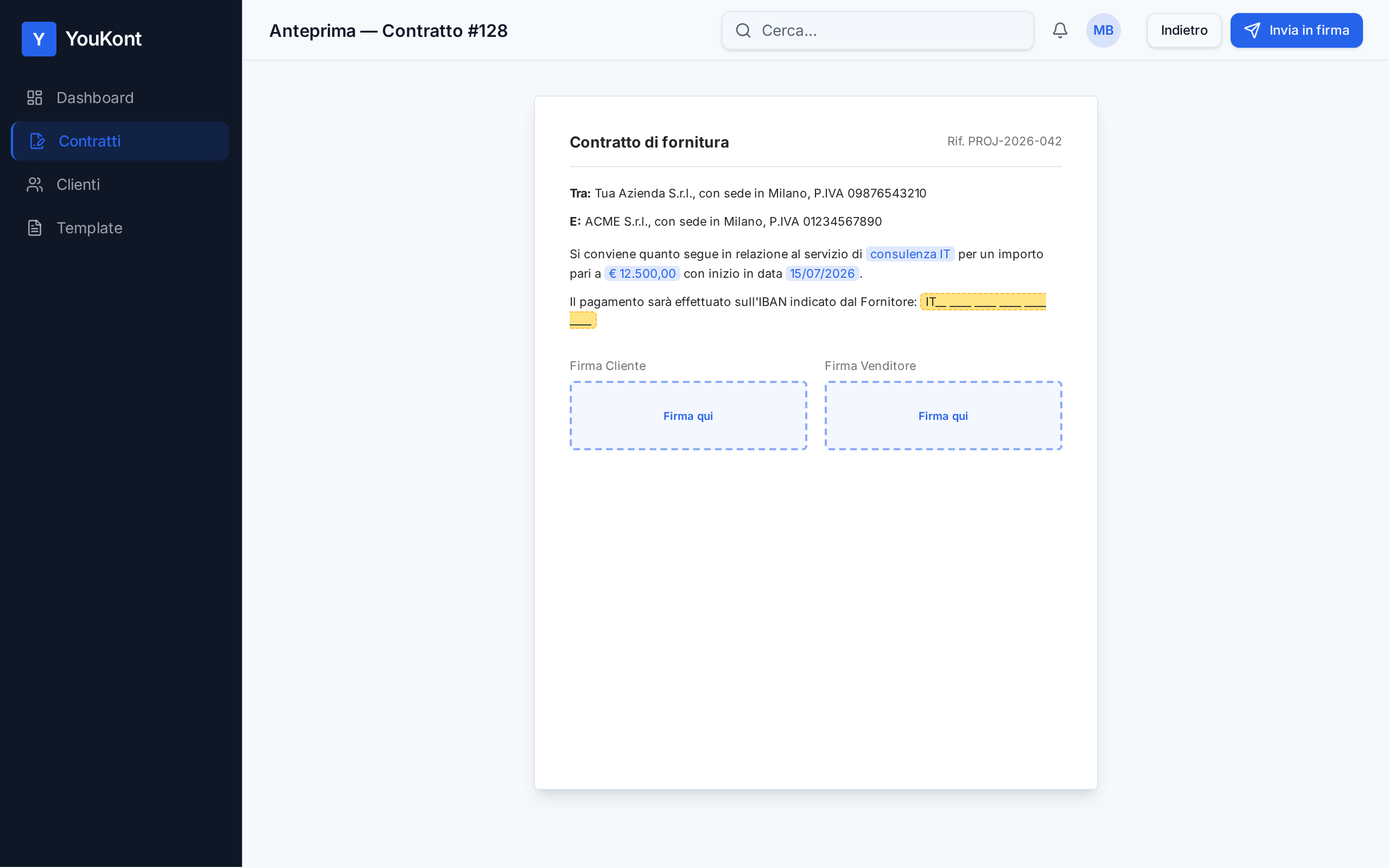 Contract preview before sending